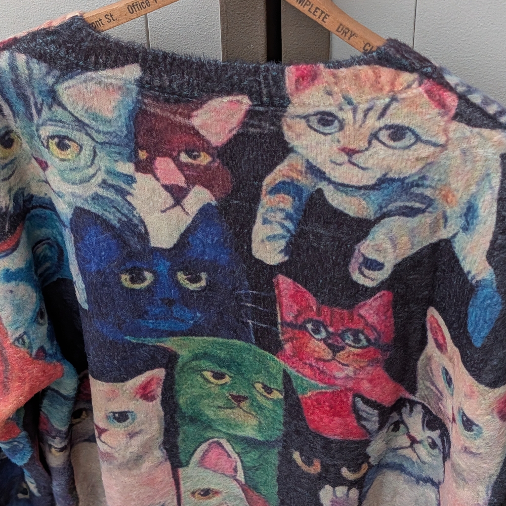Multicolor Cat Pattern Women's Sweater - image 8